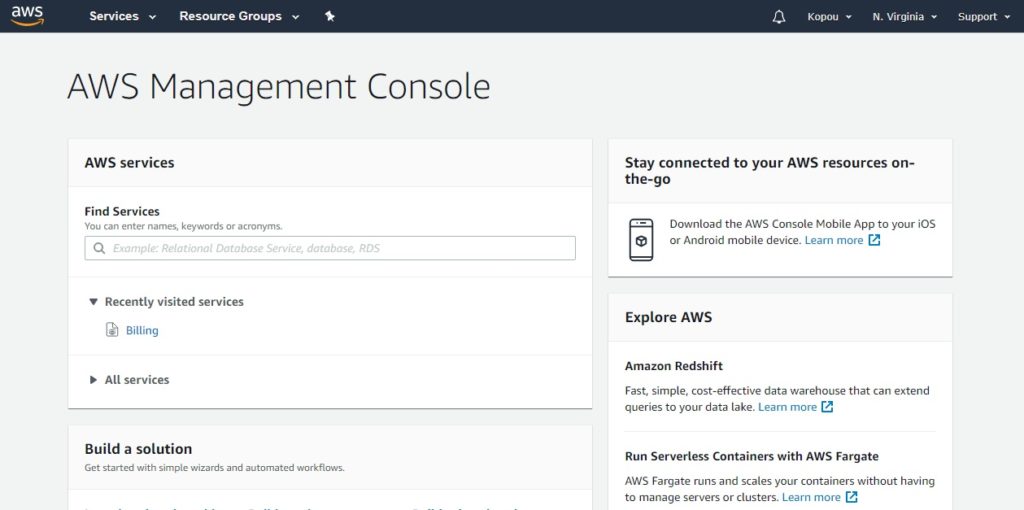 Log in to your AWS console