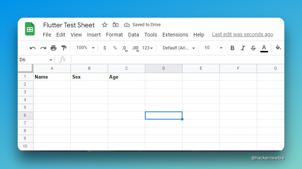 creaste new Google Sheet